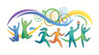 © noble.bstrd - Colorful illustration of people running together.