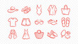 © HASNA - fashion clothing accessories dress bag shoe lifestyle woman style doodle handmade ink scribble flat line art vector illustration icon bundle set calligraphy drawing design shop