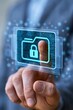 © spyrakot - Businessman Touching Digital Secure File Folder Interface