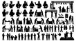 © Tokiyo - Business Meeting Silhouettes, Presentation Icons, Corporate Actions Vector Set: 40 Figures Depicting Collaboration, Discussion, and Event Setup for Professional Concepts