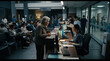 © Alay - Hospital Reception Patient Interaction Elder Woman Consulting Nurse