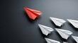 © Garuda AI - Red paper airplane leading a fleet on a dark background representing elite business strategy and clear leadership vision