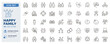 © Pedro - Happy family icon set. Parenting, relationships, childcare and family life thin line icons. Editable stroke vector illustrations.