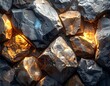 © Irvan - Glowing rocks with warm light shining.
