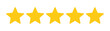 © Abu - Five golden stars rating set on transparent background for user feedback review and ranking service icon.