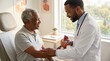 © Tommy - Male physician explaining cardiovascular health using a heart model to a senior man in a medical clinic