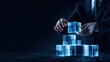 © sukarman - Business Hands Building Transparent Digital Cube Stack for Enterprise Architecture AI Platform and Technology Infrastructure