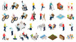 © MD REZAUL KARIM - Isometric Illustrations Of Senior Activities And Leisure White Background