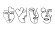 © AI PIC - Abstract Line Art Representing Four Unique Faces with Minimalist Features in Black and White