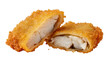 © Francisco - Isolated deep-fried golden crispy breaded fish fillet cut open showing tender white meat