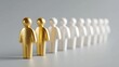 © Khan - Stand out from the crowd with innovative gold figures leading the way, conveying success, achievement, and leadership in a modern and professional context