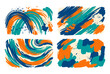 © ades - Abstract paint strokes in vibrant orange, teal and navy blue