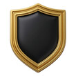©  AH Creation - Shiny gold and black shield icon with luxury metallic border isolated on transparent background