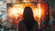 © arif - Woman viewing abstract art
