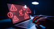 © Rahman - Cybersecurity threat concept with ai agent icon and warning signs on laptop screen