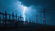 © Leonardo - Subestación eléctrica rodeada de una intensa actividad de rayos