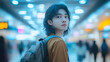 © khemthong - Asian man tourist in airport  blurred background