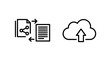 © Most - Document data sharing and cloud server upload line icon set with document transfer connection business internet technology interface computing