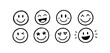 © MDSUJON - Collection of hand drawn smiling face icons with various expressions on a white background