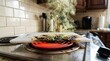 © Yasmin - Plastic cutting board melting on red hot electric stove burner.