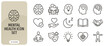 © Abir Creative Studio - Mental health line icon set vector outline icons for psychology, therapy, meditation, emotional wellness, brain, heart, sleep, mindfulness, and selfcare