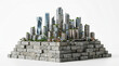 © kinkin - Modern city skyline rising from an ancient stone foundation, symbolizing progress and architectural innovation