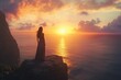 © Ruslan - Woman standing at cliff edge looking at landscape
