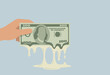 © ADDICTIVE STOCK - Melting money banknote concept, inflation economy, copy space