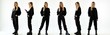 © miss irine - Young woman poses in black tracksuit and boots on white background. Multiple views show casual style and confident stance for fashion or lifestyle themes.
