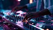 © Vitalii Shkurko - Professional DJ Mixes Electronic Music in Club With Colorful Lights and Vibrant Energy in a Lively Setting