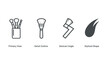 © Kazi - Set of four makeup brush icons including a primary view, detail outline, abstract angle, and a creative stylized shape.