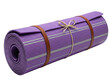 © ArtBoy Studio - Purple yoga mat rolled up with brown carrying straps isolated on transparent background