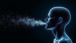 © ArtifyGraphy - Human head taking in air particles symbolizing the impact of microplastics and pollution on overall health and well being