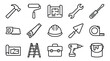 © ULFAITA - Construction tools and building maintenance line icons.
