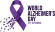 © Binoba - World Alzheimer's Day design with purple awareness ribbon and puzzle pieces for memory loss support and advocacy vector.