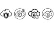 © Muhammad - Cloud database security vector images set with line icons illustrating secure storage encrypted documents file sharing lock protection and verified cloud backups