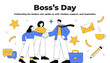 © Amber - Boss's Day, Leadership Celebration, Teamwork Illustration, Business Appreciation