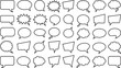 © Ripal  - Speech bubble icons set for comic, chat, and communication design. Vector black line outline shapes of thought clouds, talk balloons, and conversation dialog boxes isolated on white background