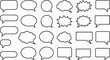 © Ripal  - Speech bubble icons set for chat, comic, and conversation design. Vector black line outline shapes of thought clouds, talk balloons, and communication dialog boxes isolated on white background