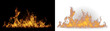 © Pro_Light - Realistic fire flames on black and transparent backgrounds. Horizontal burning fire border with orange and yellow flames. Hot bonfire overlay element