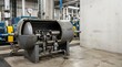 © AlignedArt - industrial air receiver tank with realistic partial cutaway revealing internal pressure vessel components for compressed air systems