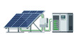 © Eko - Solar Power System with Battery Storage and Inverter on White Background