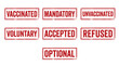 © Muhammad - Set of red rubber stamp vector illustrations featuring various medical vaccination status labels and text