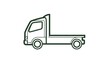 © Green Berg - Flatbed truck icon. Simple outline graphic of a commercial delivery vehicle.