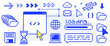 © Mariia - Retro Y2K pixel web interface icons with browser window, loading bar, cloud storage, cursor, folders, laptop and UI symbols. 8-bit vector elements for web applications and digital workflows