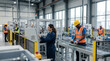 © Rendara Studio - Diverse engineers operating assembly line machinery in modern automated manufacturing plant