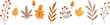 © Aich Talg - Autumn leaves border vector, horizontal fall foliage divider design element set with branches and berries on white background