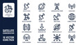 © PNG- - Essential vector icons depicting satellite communication, global network, wireless data transmission, and modern telecommunication technology for digital connectivity solutions.