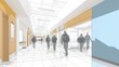 © Usman - Students walk through a school corridor in this stylized conceptual.