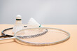 © NARANAT STUDIO - Badminton Rackets and Shuttlecocks on Peach Background